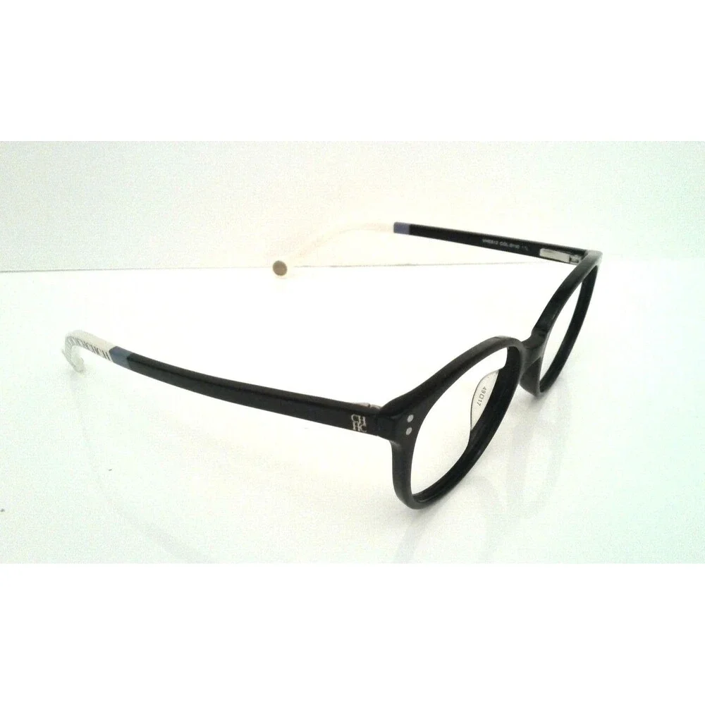 Carolina Herrera VHE612 Black & White Eyeglass Frames Women's Round Cat